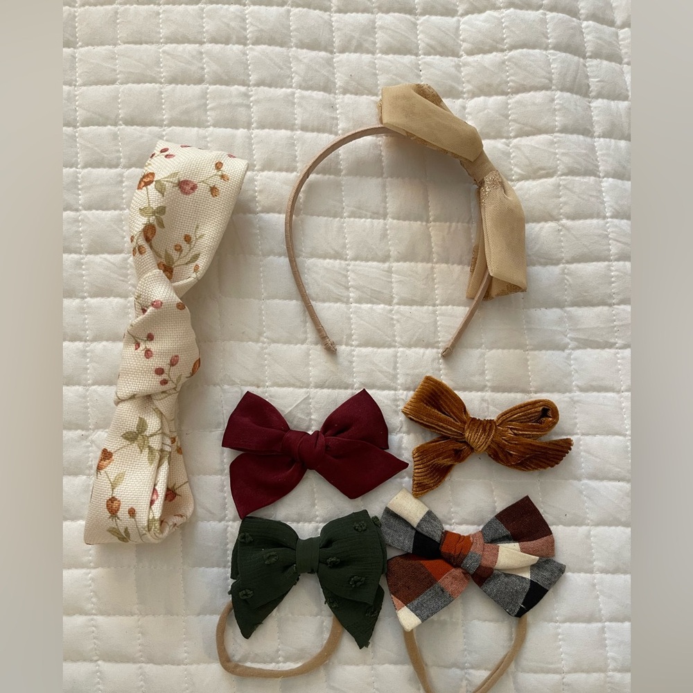 Janie and Jack- Floral and Solid Bow Headband Set for Kids